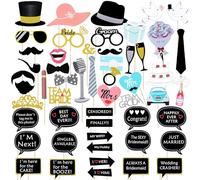 Zercart 52 Pcs Photo Booth Props Kit, Funny Hen Do Party Photo Booth Props, Wedding & Party Decor, Paper Material, Black Color