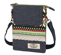Zercart Canvas Crossbody Bag for Women, Small Mobile Phone Bag Phone Shoulder Bag National Pattern Messenger Bag Cute Flap Crossbody Handbags Change Pouch Bags