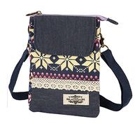 Zercart Canvas Crossbody Bag for Women, Small Mobile Phone Bag Phone Shoulder Bag National Pattern Messenger Bag Cute Flap Crossbody Handbags Change Pouch Bags
