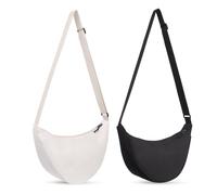 Zercart Crescent Bag for Women Men, Half Moon Bags Nylon Crescent Crossbody Bag Solid Color Dumpling Bag with Zipper & Adjustable Strap, Unisex Casual Style Crescent Bags for Shopping Work Daily Use