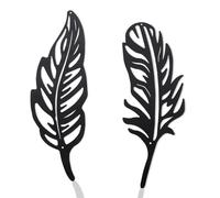 Zercart Feather Metal Wall Art Decor, 2Pcs Black Metal Art Wall Decoration Black Feather Metal Hanging Decor for Kitchen Garden Living Room Bathroom Outdoor Garden Decoration 28.5x11.5cm