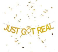 Zercart Gold Glitter Engagement Banner,Engagement Party Decorations,Bachelorette Party Decorations,Congratulations Banner for Girls Women Men