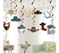 Zercart Hanging Decorations Western Cowboy Theme Party Foil Hanging Swirls Streams Ceiling Decorations for Cowboy Style Decorations Baby Shower Supplies