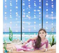 Zercart Iridescent Mermaid Party Decorations,Holographic Under the Sea Party Decorations,Mermaid Garland Streamer For Kids Birthday Party Baby Shower Decor Ocean Little Mermaid Under The Sea Decor