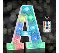 Zercart Light Up Letters, Lights Sign 18 Color Changing 26 Alphabet Glitter Shiny Letter Lights Gifts for Girls Women Birthday Christmas Bedroom Party Wedding Decoration (A)