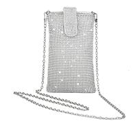 Zercart Mini Evening Handbags Sparkly Rhinestone Purses - Cellphone Crossbody Bag, Cocktail Wedding Engagement Bag Women Metal Mesh Crossbodybag For Prom Bridal Night Wedding Daily Shopping