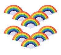 Zercart Rainbow Folding Fans Gay Pride Handheld Folding Fan 10Pcs, Plastic Hand Fan Folding - Handheld Rainbow Fans For Pride Accessories Music Festival Diy Decoration Party Dance Performance & Gift