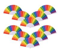 Zercart Rainbow Folding Fans Gay Pride Handheld Folding Fan 10Pcs, Plastic Hand Fan Folding - Handheld Rainbow Fans For Pride Accessories Music Festival Diy Decoration Party Dance Performance & Gift