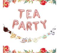 Zercart Tea Party Banner, Floral Tea Party Decorations, Balloons for Birthday, Bridal Shower