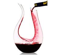 Zerci Wine Decanter - 100% Lead-Free U-Shaped Crystal Wine Carafe Red Hand Blown Wine Decanter 1.5L