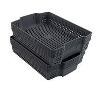 Zerdyne Gray Plastic Stacking File Organizer Tray Basket, Stackable Paper Storage Basket Tray, 6 Packs