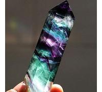 ZEREA Healing Crystal Wand, Natural Hexagonal Crystal Quartz Healing Fluorite Wand Stone Purple Green Gem, Amethyst Obsidian Fluorite Gemstone Feng Shui Decor Reiki Chakra Meditation