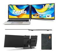 Zerfis Laptop Screen Extender, Ultra-Thin 14" FHD 1080P Portable Monitor for Laptop, 1.3lbs Lightweight Dual Monitor Extender Plug & Play for 13"-17" Laptops, Compatible with Wins/Mac/Android/Chrome