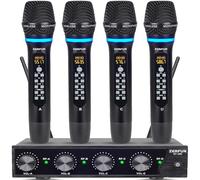 ZERFUN 4 Channel Rechargeable Wireless Microphone System, Pro UHF Metal Handheld Wireless Microphones Cordless Mics with Echo Treble BASS VOL Channel Control for Karaoke Singing Church(GT-200)