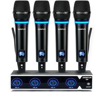ZERFUN 4 Channel Rechargeable Wireless Microphone System Pro, UHF Metal Handheld Wireless Mics Cordless for Church Karaoke Singing, 4x50 Adjustable Frequency,1/8,1/4,XLR Output