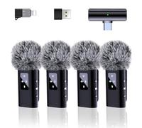 ZERFUN 4 Wireless Lavalier Microphone for iPhone Android Phone Pad Computer, Pro Lapel Mini Microphone for Video Recording Vlog Podcast Stream YouTube TikTok, 48KHz 24Bit, Reverb,Noise Cancelling