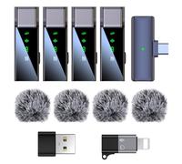 ZERFUN 4 Wireless Lavalier Microphone for iPhone Android Phone PC, Pro Lapel Mic System with USB-C/Lightning, 48KHz 24Bit, Noise Cancelling, Reverb for Video Recording Podcast Stream Vlog