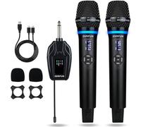 ZERFUN Dual Wireless Microphones Rechargeable, UHF Metal Wireless Mic System Cordless Microphone Professional with Echo VOL Channel Control for Karaoke Singing Church Events