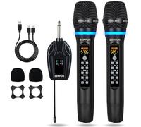 ZERFUN Dual Wireless Microphones Rechargeable, UHF Metal Wireless Mic System Cordless Microphone Professional with Echo Treble BASS VOL Channel Control for Karaoke Singing Church Events
