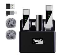 ZERFUN Pro Wireless Lavalier Lapel Microphone System for iPhone Android Phone PC Laptop with USB C/Lightning, 48KHz 24Bit, 30H Battery, Reverb, Noise Cancelling for Video Recording Podcast Stream Vlog