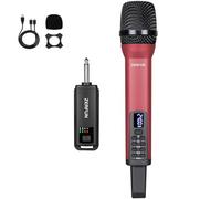 ZERFUN Rechargeable Wireless Microphone, Pro Handheld Cordless Mics System Dynamic with Echo Treble BASS VOL Control for Karaoke Singing Church Party, 1/4'' Output, D240, Red