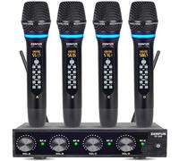 ZERFUN Rechargeable Wireless Microphone System 4 Channel Pro, UHF Metal Handheld Wireless Mics Cordless for Church Karaoke Singing with Echo Treble BASS VOL Channel Control(GT-200)