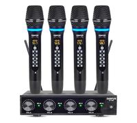 ZERFUN Rechargeable Wireless Microphone System Pro 4 Channel, UHF Handheld Wireless Mics Cordless Microphones with Echo Treble BASS VOL Channel Control for Karaoke Singing Church(GT-200)
