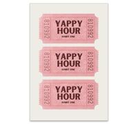 ZERFVTG Pink Girly Preppy Wall Art Trendy Yappy Hour Ticket Poster Vintage Aesthetic Eclectic Sign Good Times Canvas Prints for Party Bar Cart Kitchen Wall Decor 16x24 inch Unframed