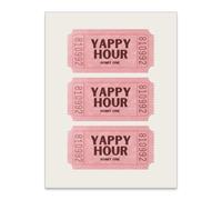ZERFVTG Pink Girly Preppy Wall Art Trendy Yappy Hour Ticket Poster Vintage Aesthetic Eclectic Sign Good Times Canvas Prints for Party Bar Cart Kitchen Wall Decor 12x16 inch Unframed