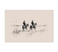 ZERFVTG Southwestern Neutral Sketch Poster Vintage Western Cowboys on Horses Wall Art Rustic Minimalist Painting Canvas Prints for Bedroom Farmhouse Home Wall Decor 16x24 inch Unframed