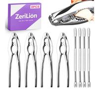 ZeriLion Seafood Tools Set with 4 Crab Crackers and 4 Forks - Duty Stainless Steel Lobster Cracker Tool for Crab Legs, Shellfish, Crawfish - Kitchen Nut Cracker