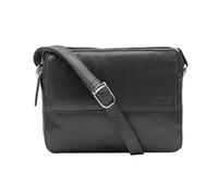 Zerimar Leather Shoulder Bag - Exclusive and Professional Leather - Quality Leather with an Elegant Touch 16x20x5cm, Black/White