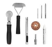 ZERINT 8pcs Tyre Repair Tool Kit Including 42mm Buffing Wheels, 3/4.5/6mm Drill Bits, Utility Knife & Crayon, Tyre Patch Roller and Scraper for Tyre Grinding Polishing Accessories Kit