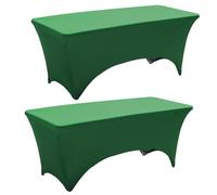 ZeriTlolen 2 Packs 6FT Green Fitted Tablecloths for Rectangle Tables, Stretch Spandex Table Cover Protector for Banquet, Massage Bed, Wedding, Birthday, 72 Length x 30 Width x 30 Height Inches