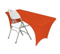ZeriTlolen Spandex Tablecloth [6FT, Red] for Rectangle Tables with Open Back,Elastic Massage, Washable, Wrinkle Resistant Stretchable Table Cover for Wedding,