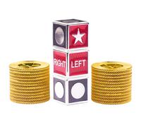 ZERMAL Metal Left Right Center Dice Game Set, Including 3 Cool Metal Dice, 28 Gold Chips, Color Bag Packaging,Suitable for Parties and Multiplayer Games(Silver_Red_Black)