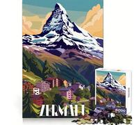 Zermatt Mountain Village Jigsaw Puzzle for Adults 1000 Pieces Memory Training Quiet Recreation Flawless Cut Holiday Treat (38x26cm)