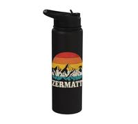 Zermatt Swiss Vintage Mountains Alps Swiss Souvenir Stainless Steel Insulated Water Bottle