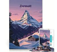 Zermatt Switzerland Mountain View Adult Jigsaw1000 Pieces Memory Skill Fun Stable Fit No Shifting Parts Compact Fun for Family Game Time (38x52cm)