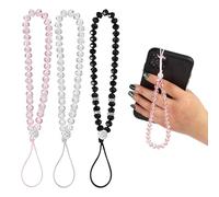 Zernavith 3Pcs Phone Wrist Straps,Crystal Beads Wrist Straps,Wrist Strap Phones Charm Strap Crystal Beads Phone Charms Hanging String Anti-Lost Keychain for Girls Ladies Women