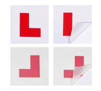 Zernavith 4Pcs L Plates for Car,2 PCS of Self Adhesive L-Sticker & 2 PCS of Electrostatic L-Plate for Car Window, No Fading No Blow off Easy to Move without Scratching