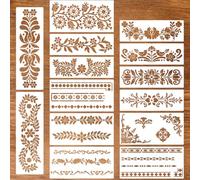 Zernblend 14 Piece Sashiko Stencil Set, Scrapbooking Craft Decor, Hand Quilting, Embossing Stencils, Embroidery Templates with Long Stripes (6 Pieces 11.8 x 6 Inches and 8 Pieces 11.8 x 4 Inches)
