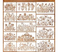 Zernblend 14 Piece Sashiko Stencil Set, Scrapbooking Craft Decor, Hand Quilting, Embossing Templates (5 Pieces 8 x 6 Inches + 5 Pieces 11.8 x 6 Inches + 4 Pieces 11.8 x 8 Inches)