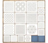 Zernblend 18 Piece Sashiko Stencil Set, Hand Quilting, Embossing Stencils (7.87 x 7.87 inches and 4.7 x 4.7 inches)