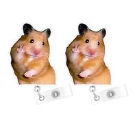 Zernblend 2 Pieces Funny Hamster Badge Holder, Ideal for Medical Staff and Teachers, Key Fob Extendable, Lanyard Extendable, Badge Holder Extendable