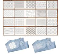 Zernblend 20 Piece Sashiko Stencil Set, 8.3 X 5.9 Inch Plastic Templates for Geometric Patterns, Hand Quilting, Sewing and Textile Design, Alphabet Templates, Embossing