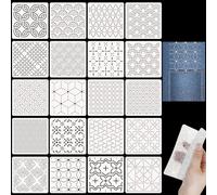 Zernblend 20 Piece Sashiko Stencil Set, Scrapbooking Craft Decoration, Hand Quilting, Embossing Templates (4.7 x 4.7 Inches)