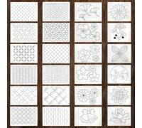 Zernblend 24-Piece Sashiko Stencil Set, Hand Quilting, Embossing Stencils (8.3 x 5.9 inches)