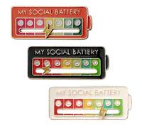 Zernblend My Weekly Social Battery Pin: Pack of 3 Social Mood Brooch, 7 Days of Social Energy, Funny and Creative Lapel Pins, multicoloured, L