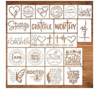 Zernblend Sashiko, 21 Pieces of Templates (5.9 x 5.9 inches 10 x 5.9 inches and 8 x 8 inches), Sashiko Set for Beginners, Scrapbooking Craft Decoration, Hand Quilting, Christian Templates, Bible Verse